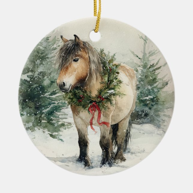 Custom Fjord Horse Weihnachtsgeschenk Keramik Ornament (Vorne)