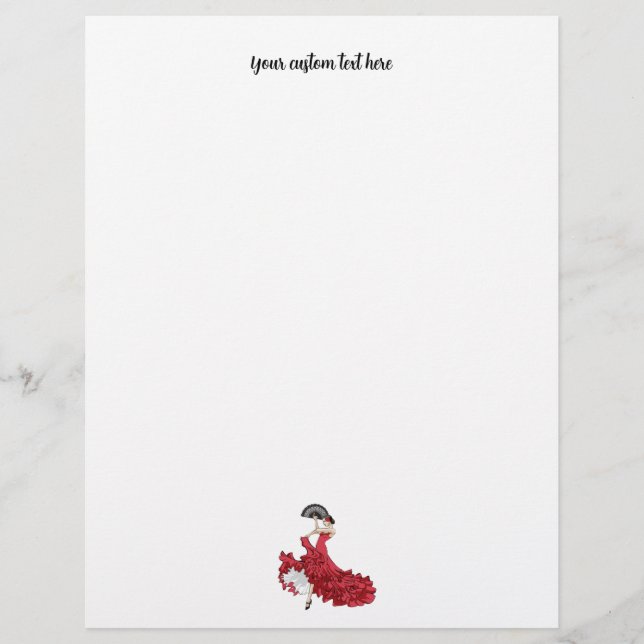 Custom Flamenco Dancer Stationery Briefbogen (Vorderseite)