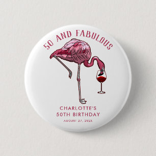 Custom Flamingo 50. Geburtstag Novelty Swag Button