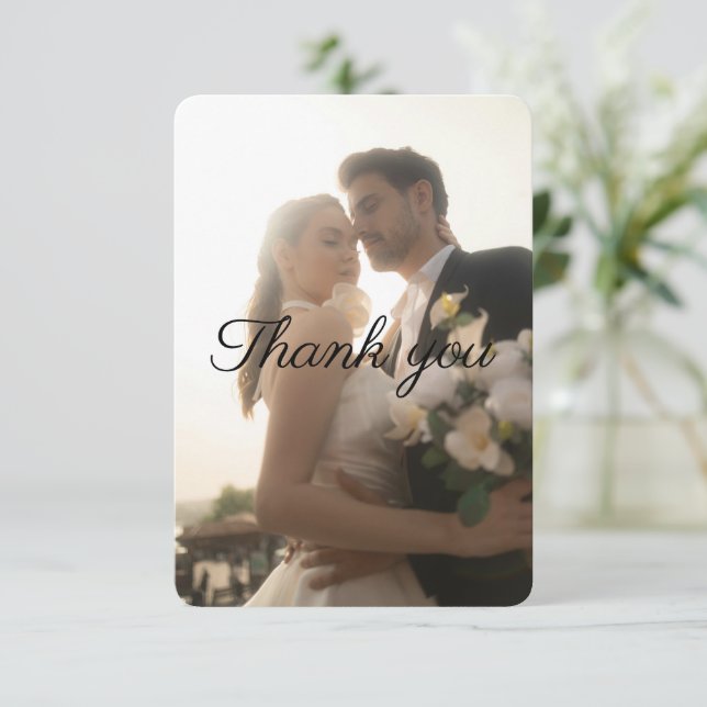 Custom Flat Wedding Thank You Card – Personalized (Stehend Vorderseite)