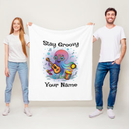 Custom Fleece Blanket | Retro Octopus Name & Text