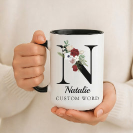 Custom Floral Alphabet Mug Gift for Coworkers Tasse