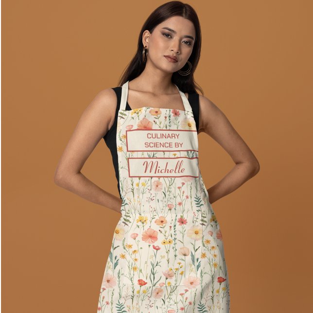 Custom Floral Apron – Culinary Science by [Name] Schürze (Von Creator hochgeladen)