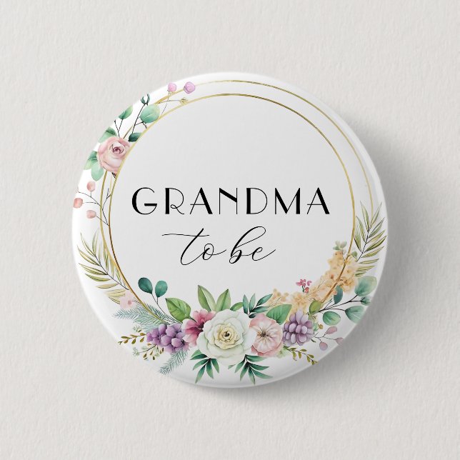 Custom Floral Baby Shooting Button - GRANDMA zu se (Vorderseite)