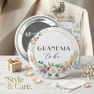 Custom Floral Baby Shooting Button - GRANDMA zu se