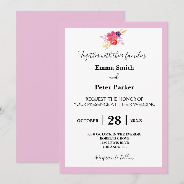 Custom Floral Bouquet Wedding Einladung (Vorne/Hinten)