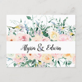 Custom Floral Bride Groom Names Save the Date Postkarte