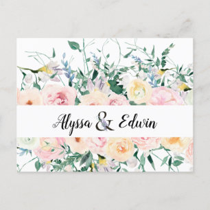Custom Floral Bride Groom Names Save the Date Postkarte