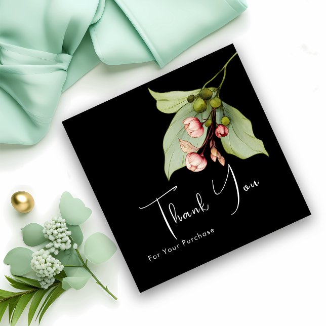 Custom Floral Business "Thank You" Insert Card Quadratische Visitenkarte (Von Creator hochgeladen)