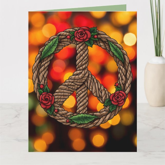 Custom Floral Celtic Weihnachten Knot Peace Sign Karte (Vorderseite)