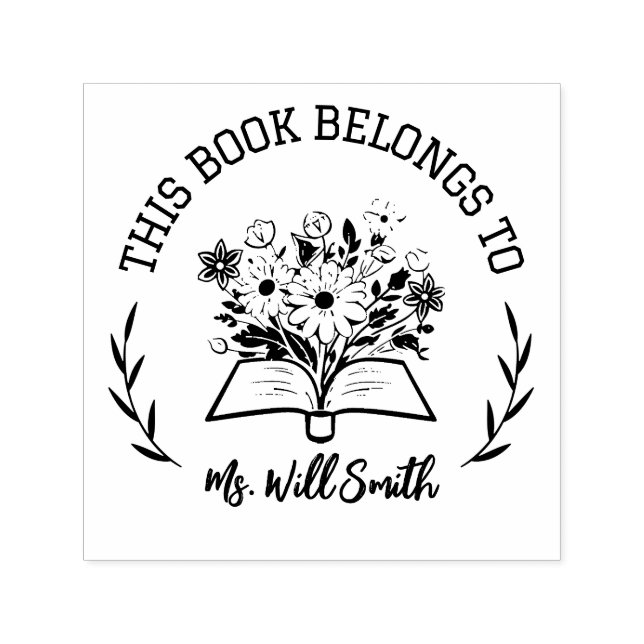 Custom Floral Dieses Buch gehört dem Lehrer Permastempel (Design)