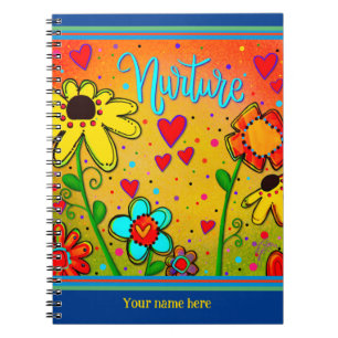 Custom Floral Hearts Gelber Spaß farbenfrohe Nurtu Notizblock