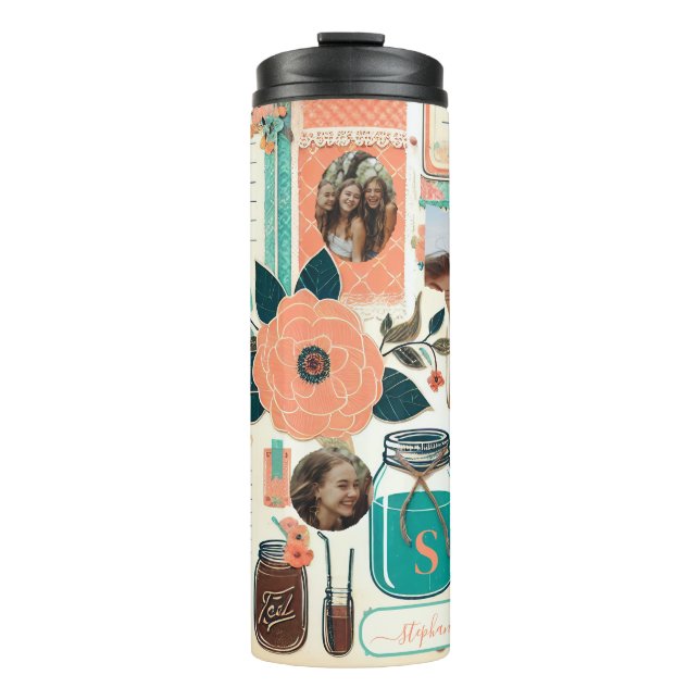 Custom Floral Junk Journal Scrapbook Geschenk für  Thermosbecher (Vorderseite)