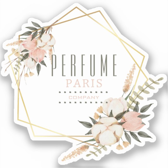 Custom Floral Label Kiss Cut Sticker (Vorderseite)