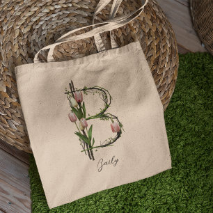 Custom Floral Letter 'B' - Personalisiertes Gesche Tragetasche