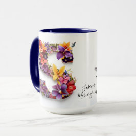 Custom Floral Letter S Tasse