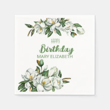 Custom Floral Magnolia Greenery BIrthday Party