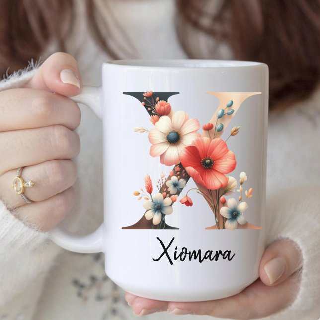 Custom Floral Monogram Gift for Daughter or Friend Kaffeetasse (personalized floral mug, wildflower monogram mug, birth flower mug, floral initial mug for women,)