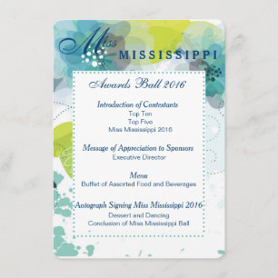 Custom Floral Pageant Awards Ball Programmkarte Menükarte