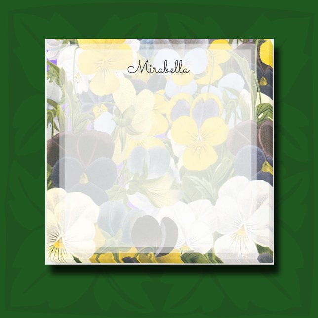 Custom Floral Pansy Muster Sticker Post-it Klebezettel (Pansy and violet flowers botanical post-its)
