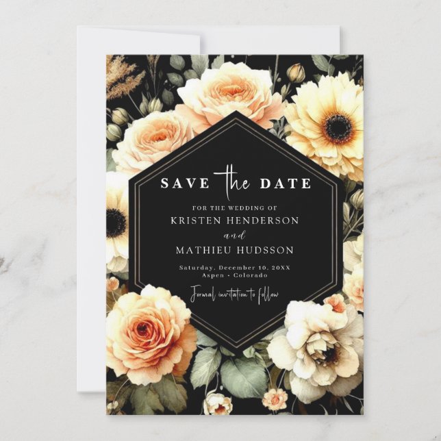 Custom Floral Peach Wedding Save The Date (Vorderseite)