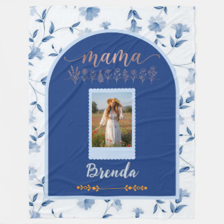 Custom Floral Photo Blanket - "MAMA" Birth Flower  Fleecedecke