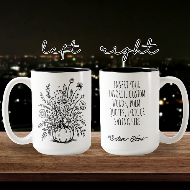 Custom Floral Pumpkin Tasse für Fall & Halloween (floral pumpkin mug, fall vibes coffee mug, pumpkin season mug, halloween mug for women or coworkers,)