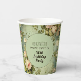 Custom Floral Rose Greenery BIrthday Party Pappbecher