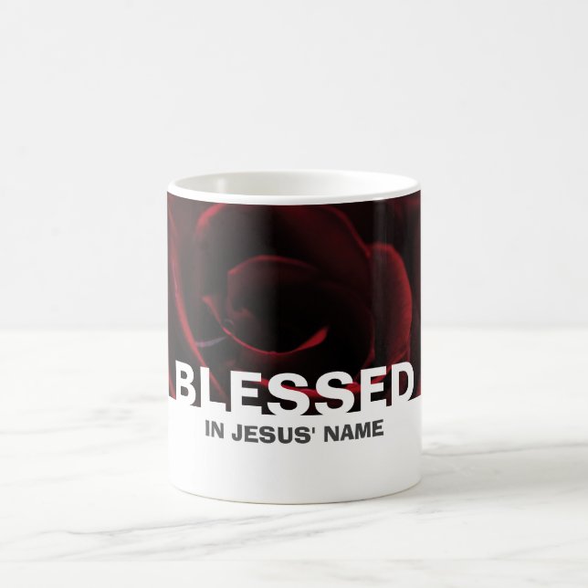 Custom Floral Rote Rose BLESSED Kaffeetasse (Mittel)