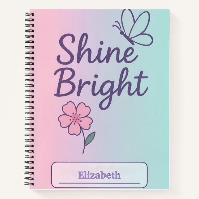 Custom Floral Shine Bright Notebook für Mädchen Notizbuch (Vorderseite)