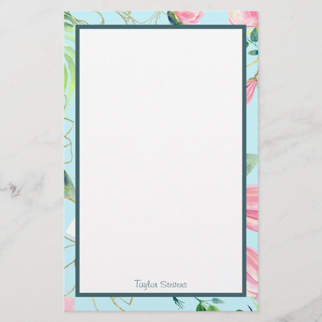 Custom Floral Stationery Briefpapier (Vorderseite)
