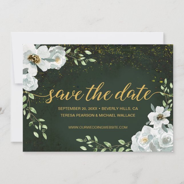 Custom Floral verzauberter Wald Hochzeit Grün (Vorderseite)