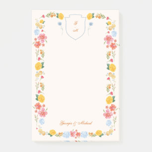 Custom Floral Wappen Wedding Monogram Post-it Klebezettel
