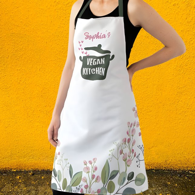 Custom Floral Watercolor Vegan Küche Schürze (Von Creator hochgeladen)