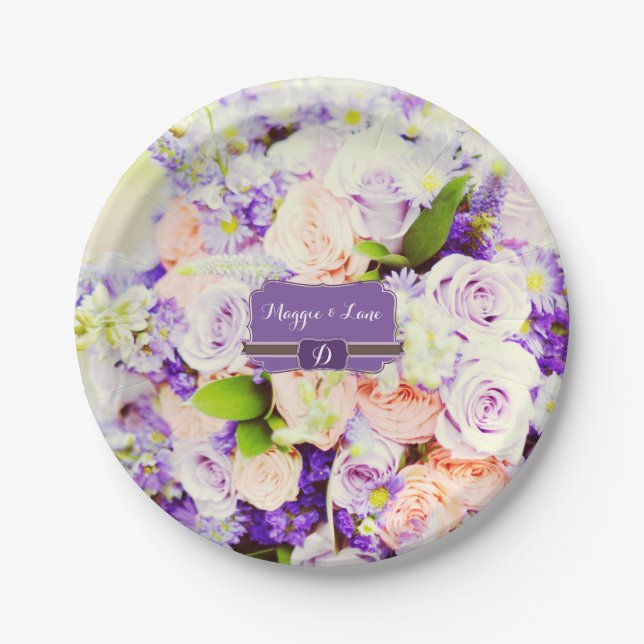 Custom Floral Wedding Paper Teller (Vorderseite)