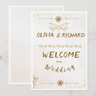 Custom Floral Wedding Welcome Sign Einladung