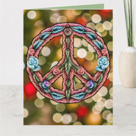 Custom Floral Weihnachtsfrieden Signe Bokeh Lights Karte