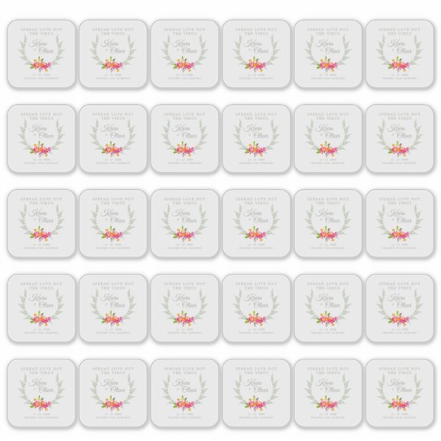 Custom Floral Wreath Wedding Sanitizer Hand Gel Aufkleber (Vorderseite)