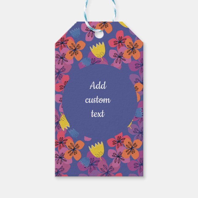 Custom floralblau Geburtstagsmutter Einladung Geschenkanhänger (Vorderseite)