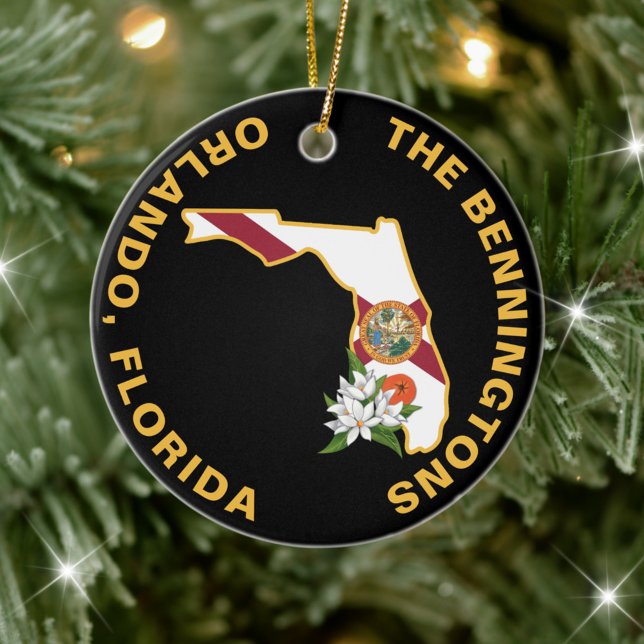 Custom Florida Flag Staat Blume Orange Blossom Keramik Ornament (Von Creator hochgeladen)