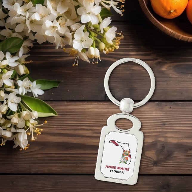 Custom Florida Flag Staat Blume Orange Blossom Schlüsselanhänger (Von Creator hochgeladen)