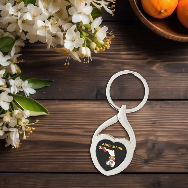 Custom Florida Flag Staat Blume Orange Blossom Schlüsselanhänger (Von Creator hochgeladen)