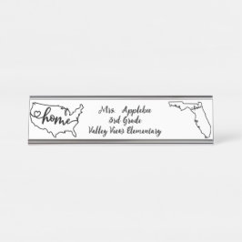 Custom Florida Staat US Zuhause Line Art Schreibtischnamensplakette