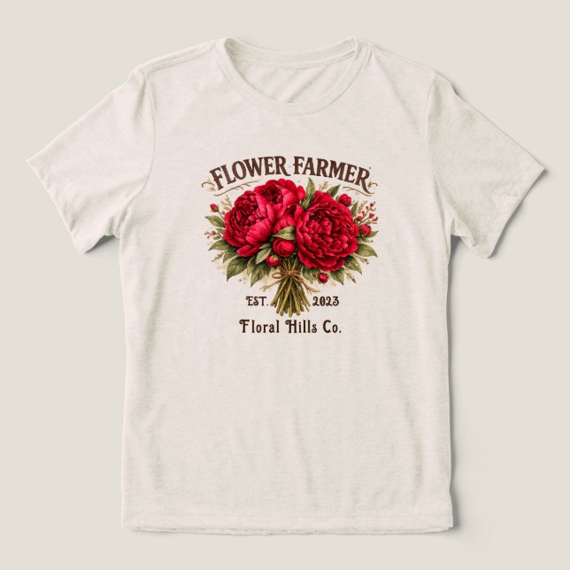 Custom Flower Farmer Floral Business Personalized Tri-Blend Shirt (Design Vorderseite)