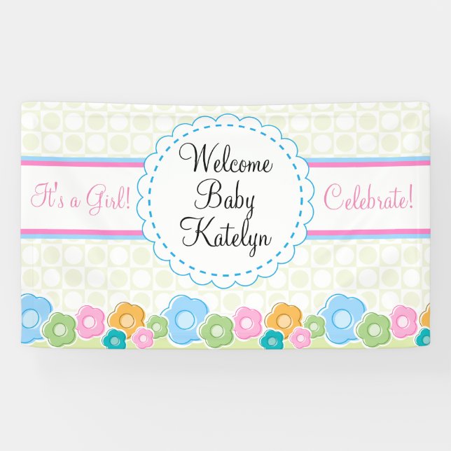 Custom Flower Garden Girl Baby Shooting Banner (Horizontal)