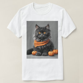 Custom Fluffy Gray Halloween Katzenweißer T - Shir T-Shirt