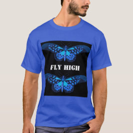 Custom Fly High Text Deep Royal Basic Dark T - Shi T-Shirt