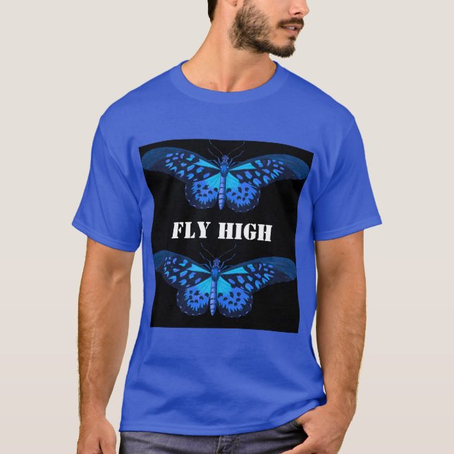 Custom Fly High Text Deep Royal Basic Dark T - Shi T-Shirt (Vorderseite)