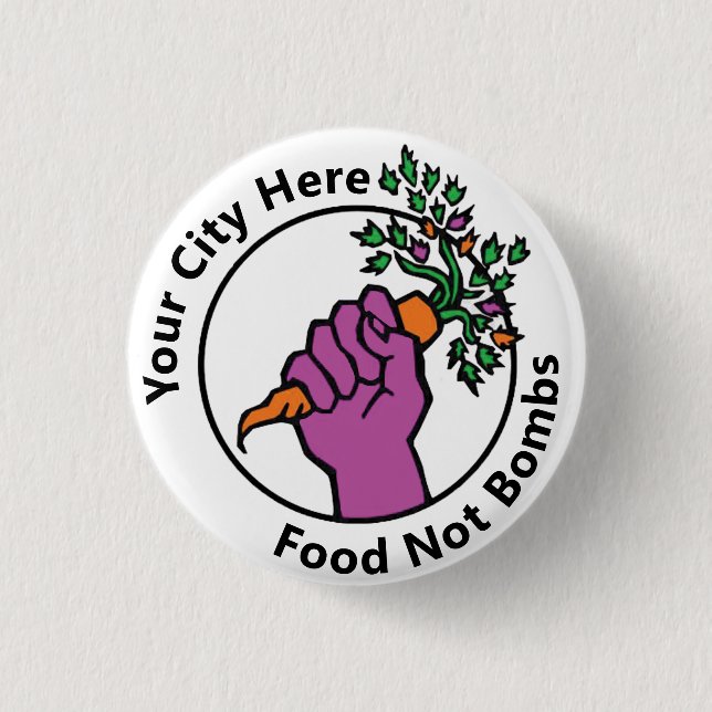 Custom Food Not Bombs logo Button (Vorderseite)