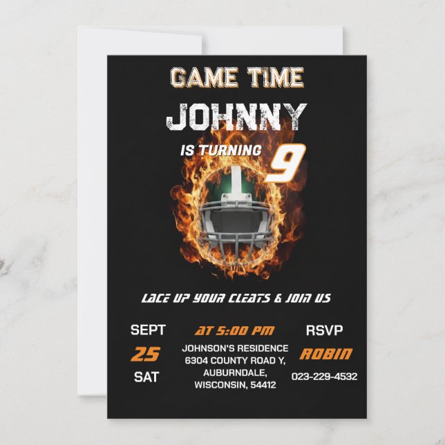 Custom Football birthday invitation Einladung (Vorderseite)